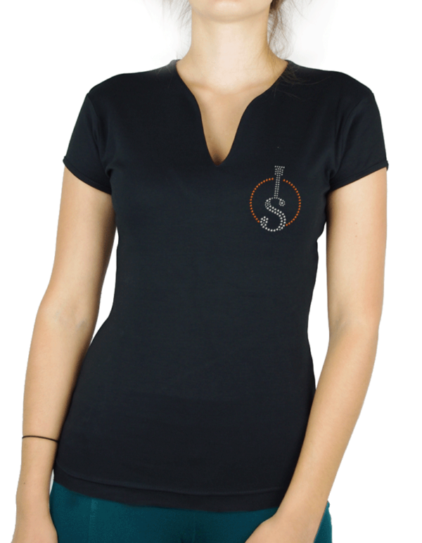 T-Shirt Femme col V Noir