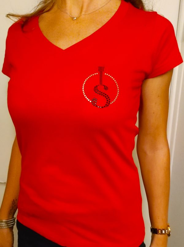 T-Shirt Femme col V rouge